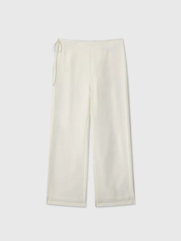 (W) SILK TWILL LOUNGE PANTS_ IVORY