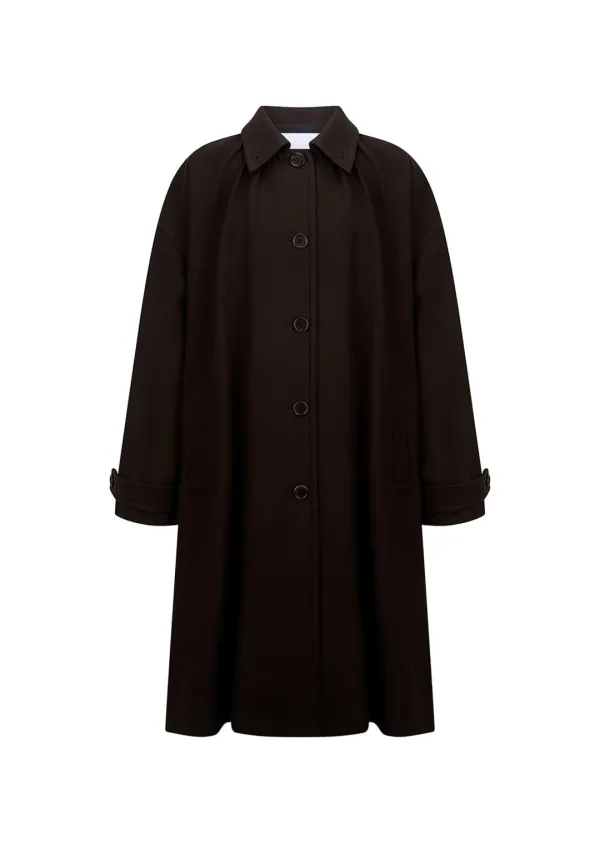 shirring coat, brown