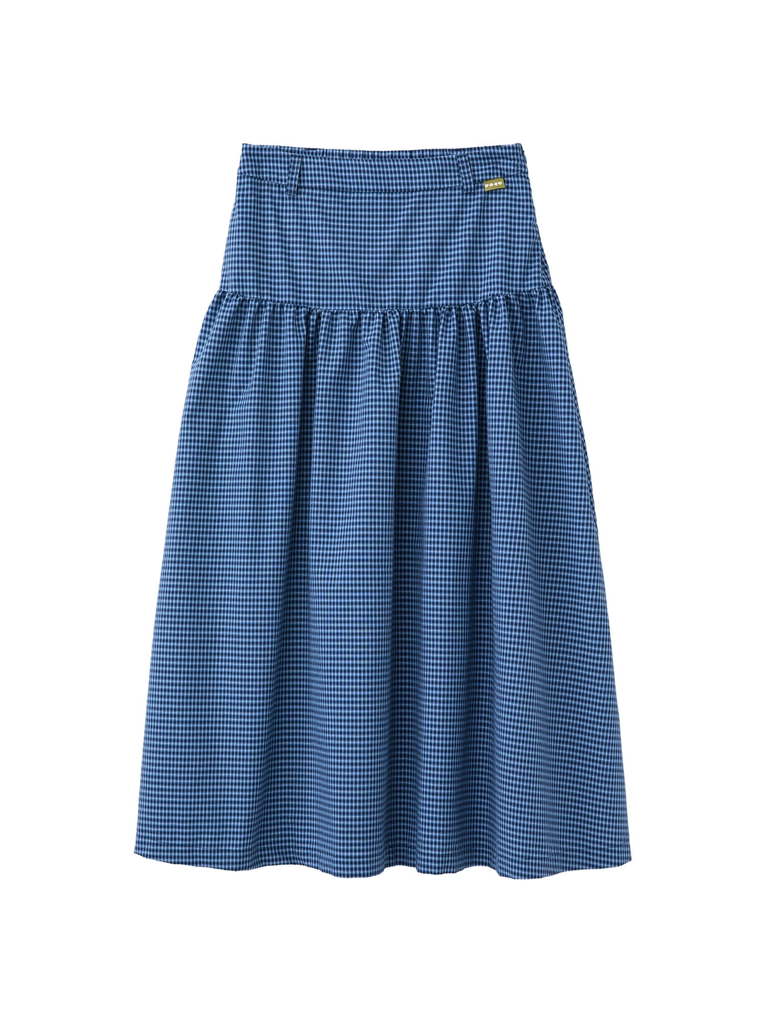 포에브 Checked Shirring Long Skirt - Blue 상품 이미지 1