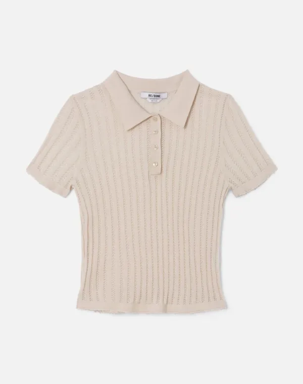 The Veil Pointelle Polo - Ivory