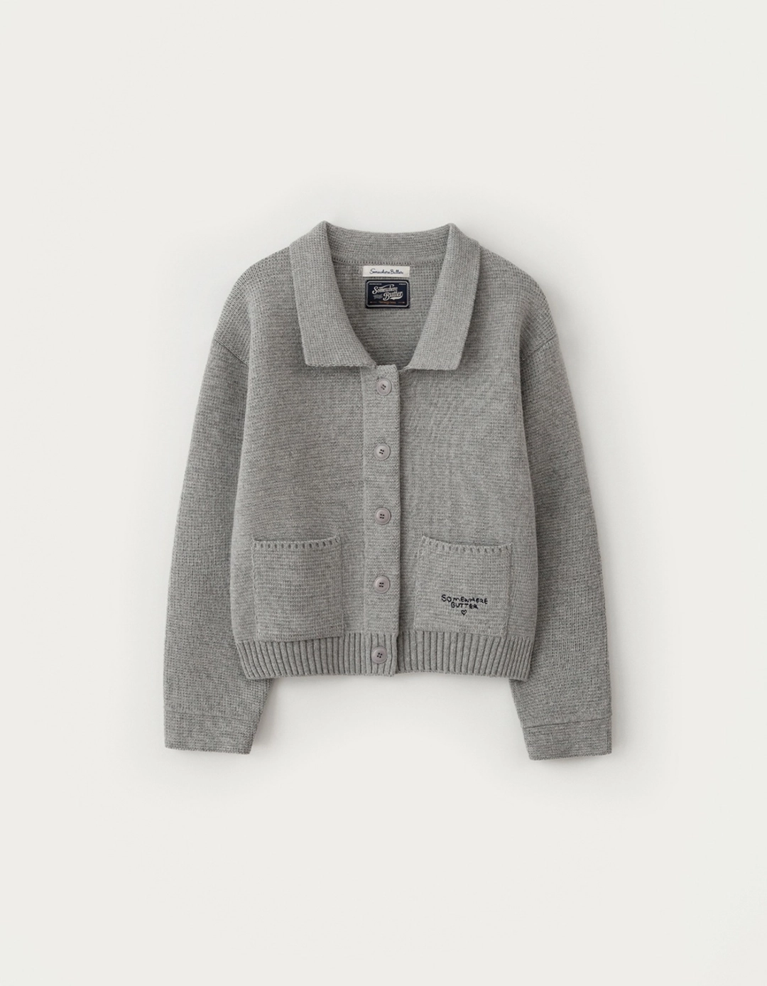 썸웨어버터 Stitch Logo Knit Wool Jacket - Grey 상품 이미지 3
