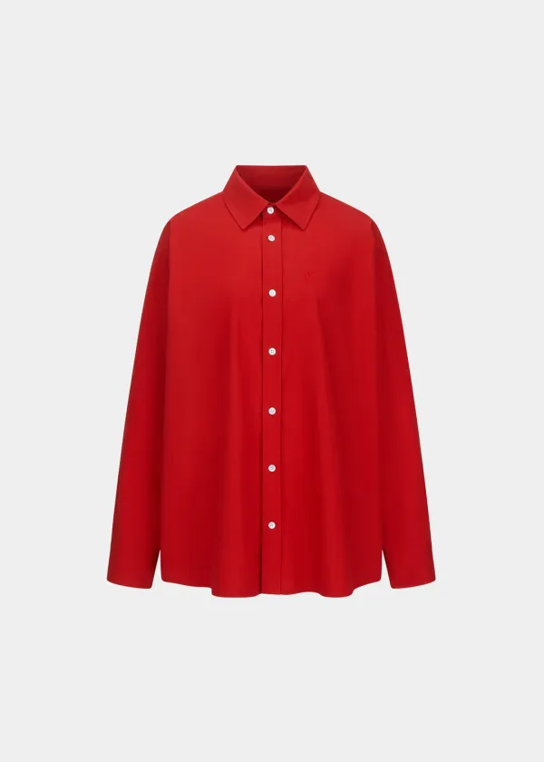 W LOGO EMBROIDERED COTTON SHIRT - RED