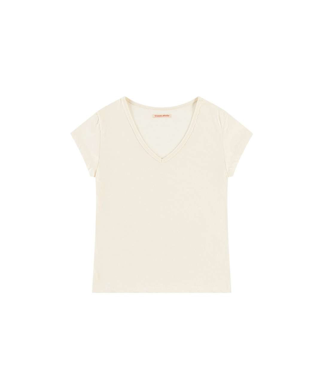 반원 아뜰리에 A3597 에센셜 V넥 티셔츠_Cream 상품 이미지 1