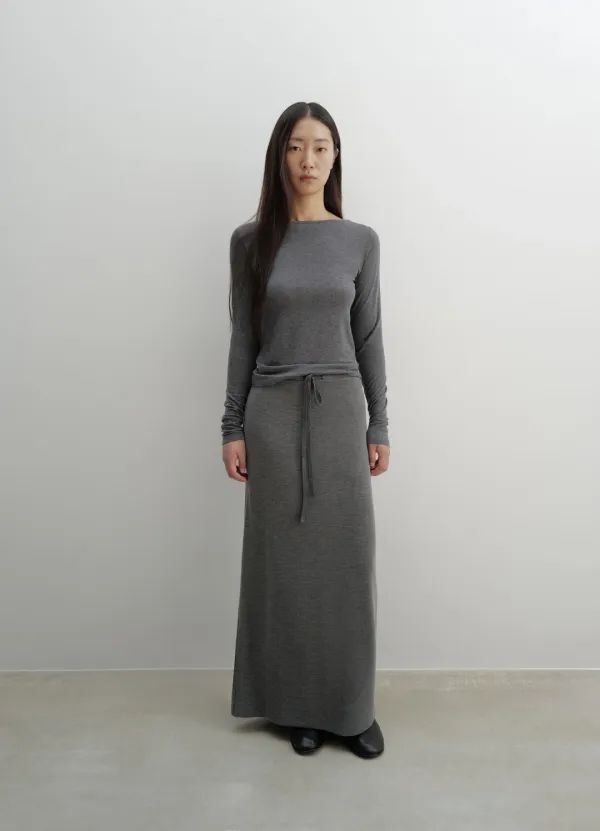 Wool Boat Neck Top / Charcoal