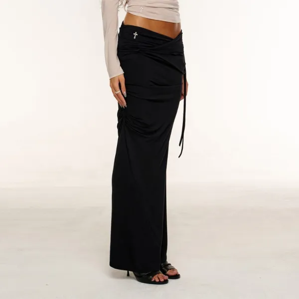 VALENTINA DRAPED SKIRT (BLACK)
