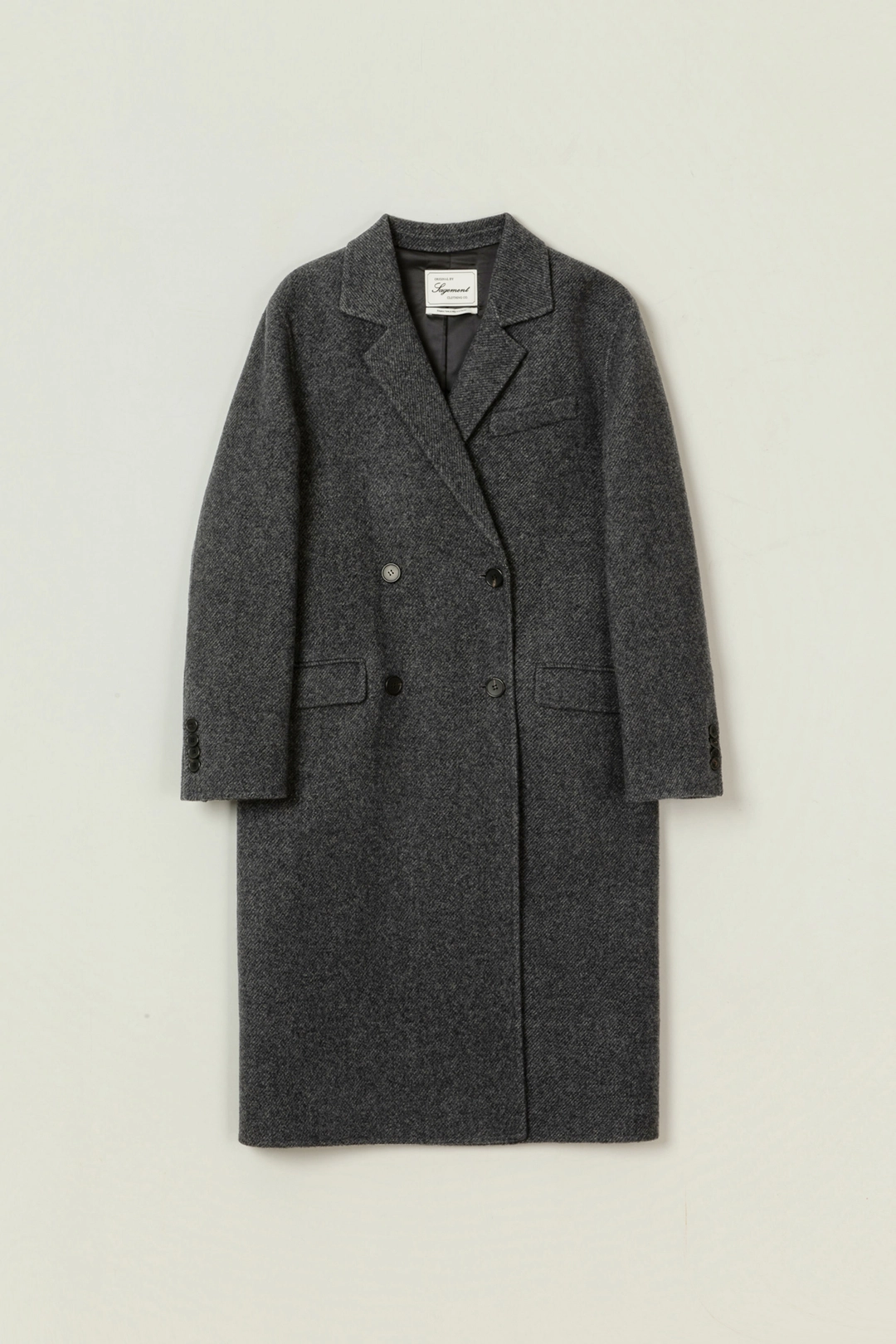 세이지먼트 WOOL TWILL HANDMADE DOUBLE LONG COAT_CHARCOAL 상품 이미지 3