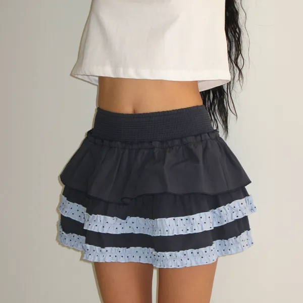CANCAN LAYERED SKIRT DOT NAVY