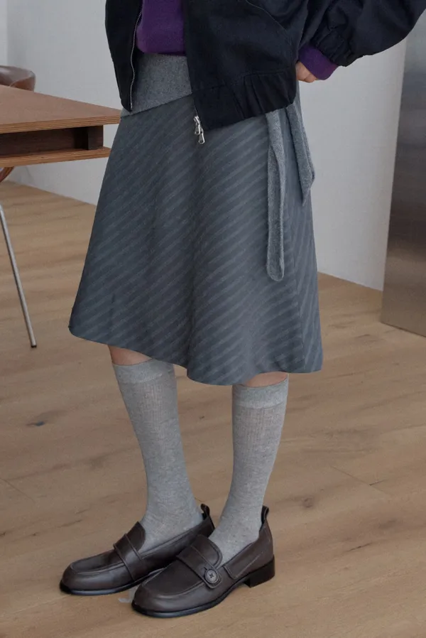 stripe midi skirt - charcoal