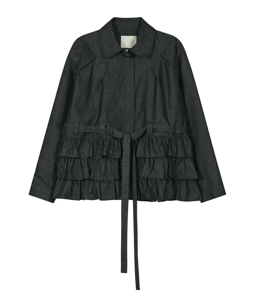 타입서비스 Ruffled Denim Jacket [Black] 상품 이미지 3