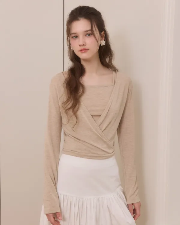 Soft touch mood wrap t shirts set - 3color