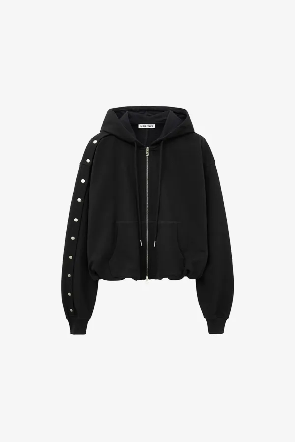 스냅 디테일 후드집업 BLACK