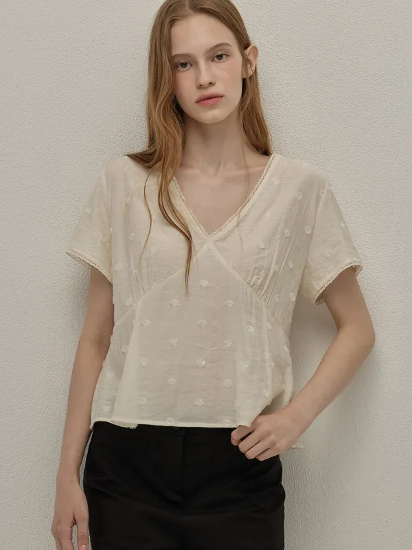 (퀸지 pick) Grace shirring blouse - Cream
