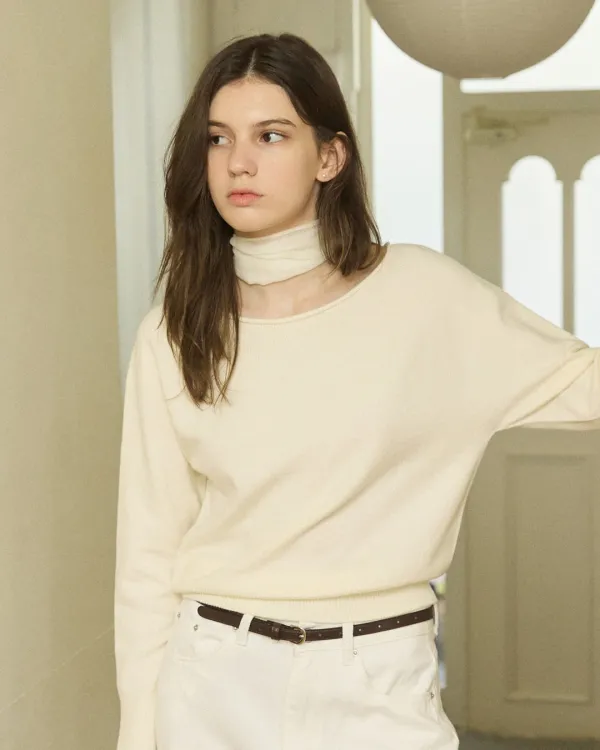 Holgarment soft boat neck knit - ivory