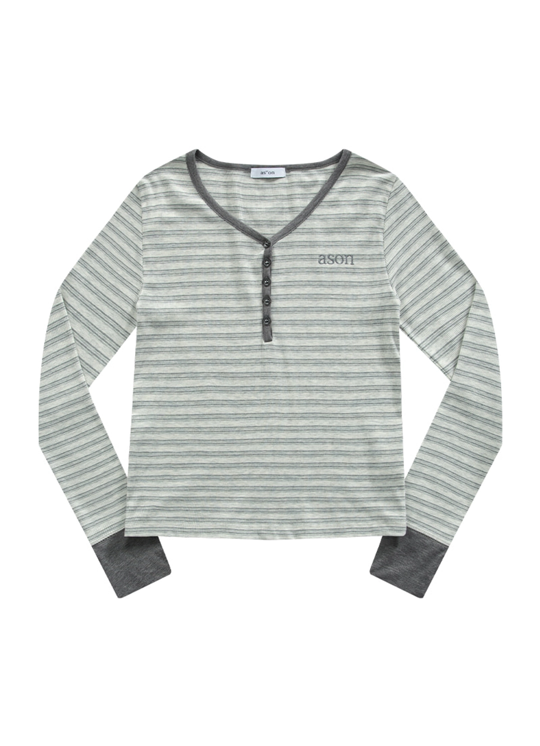 애즈온 CLAY STRIPE LONG SLEEVE / GRAY 상품 이미지 1