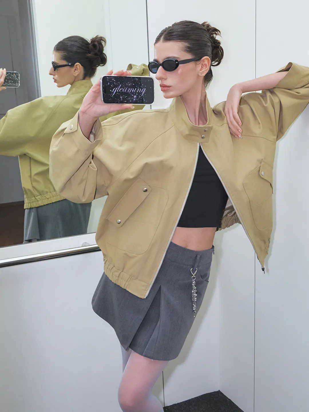에트몽 Pocket Cotton Blouson Jacket, Beige 상품 이미지 2