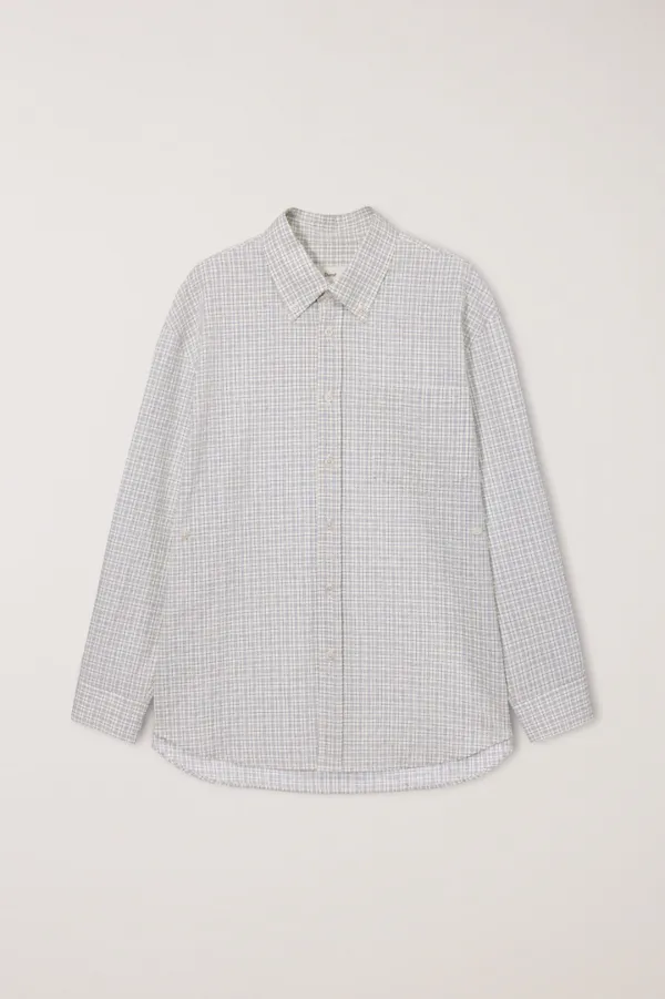 UNISEX SEERSUCKER BD SHIRT IVORY CHECK_UDSH6B127IV
