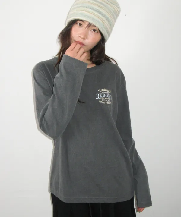 VINTAGE EMBROIDERY LONG SLEEVE CHARCOAL