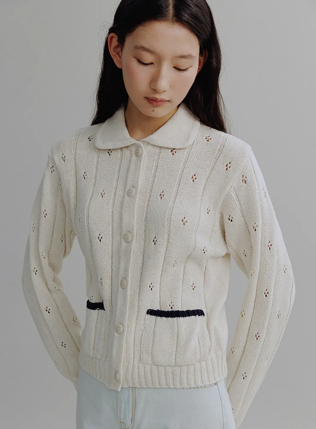 망고매니플리즈 CORY PUNCHING CARDIGAN_CREAM 상품 이미지 2