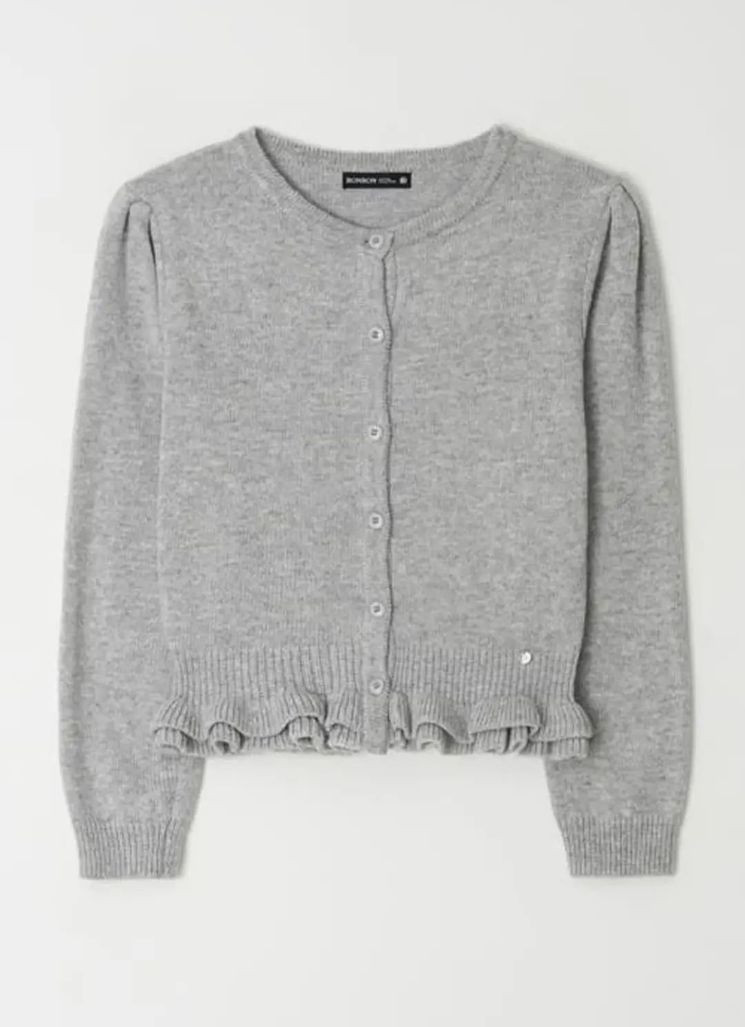 론론 PUFF SLEEVE FRILL KNIT CARDIGAN GREY 상품 이미지 3
