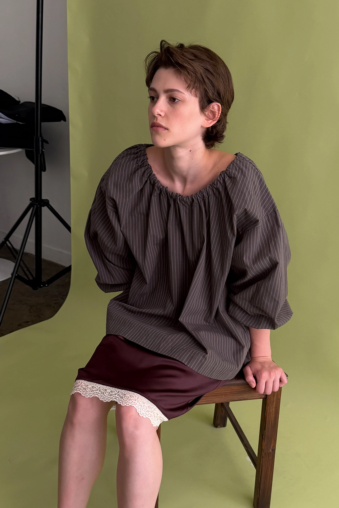 위드아웃썸머 Bare stripe blouse_charcoal 상품 이미지 2