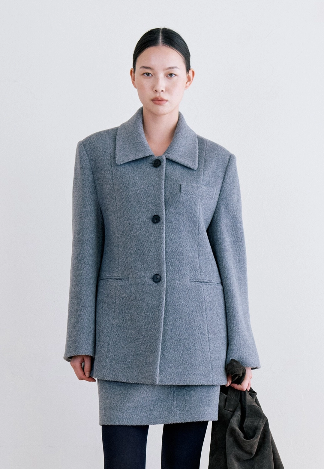 노티아 WOOL STANCOLLAR SINGLE JACKET - GRAY 상품 이미지 2