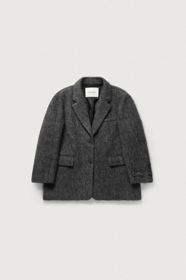 HAIRY WOOL RELAXED FIT JACKET [MELANGE CHARCOAL]