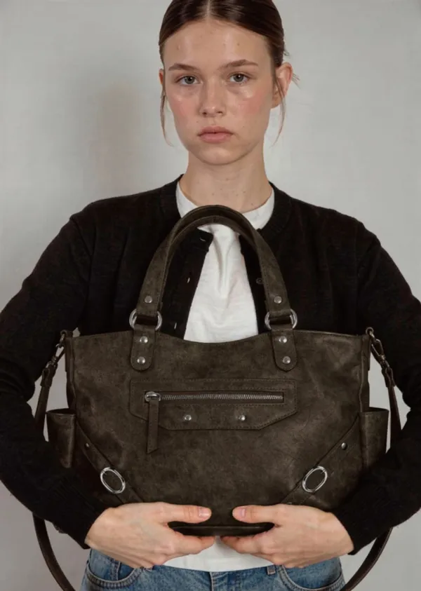 ANC STUD RING BAG_BROWN