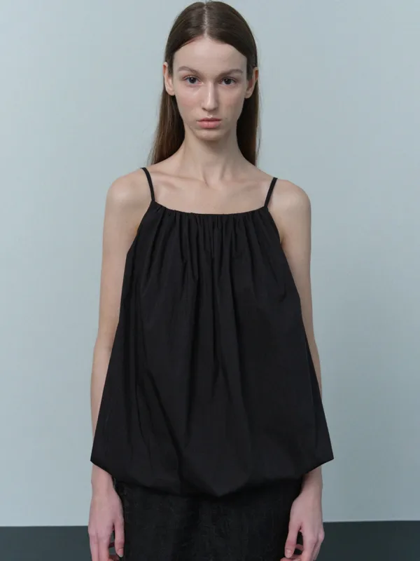 shirring balloon blouse (black)