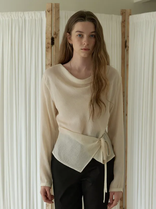 A WRINKLE WRAP BLOUSE_CREAM