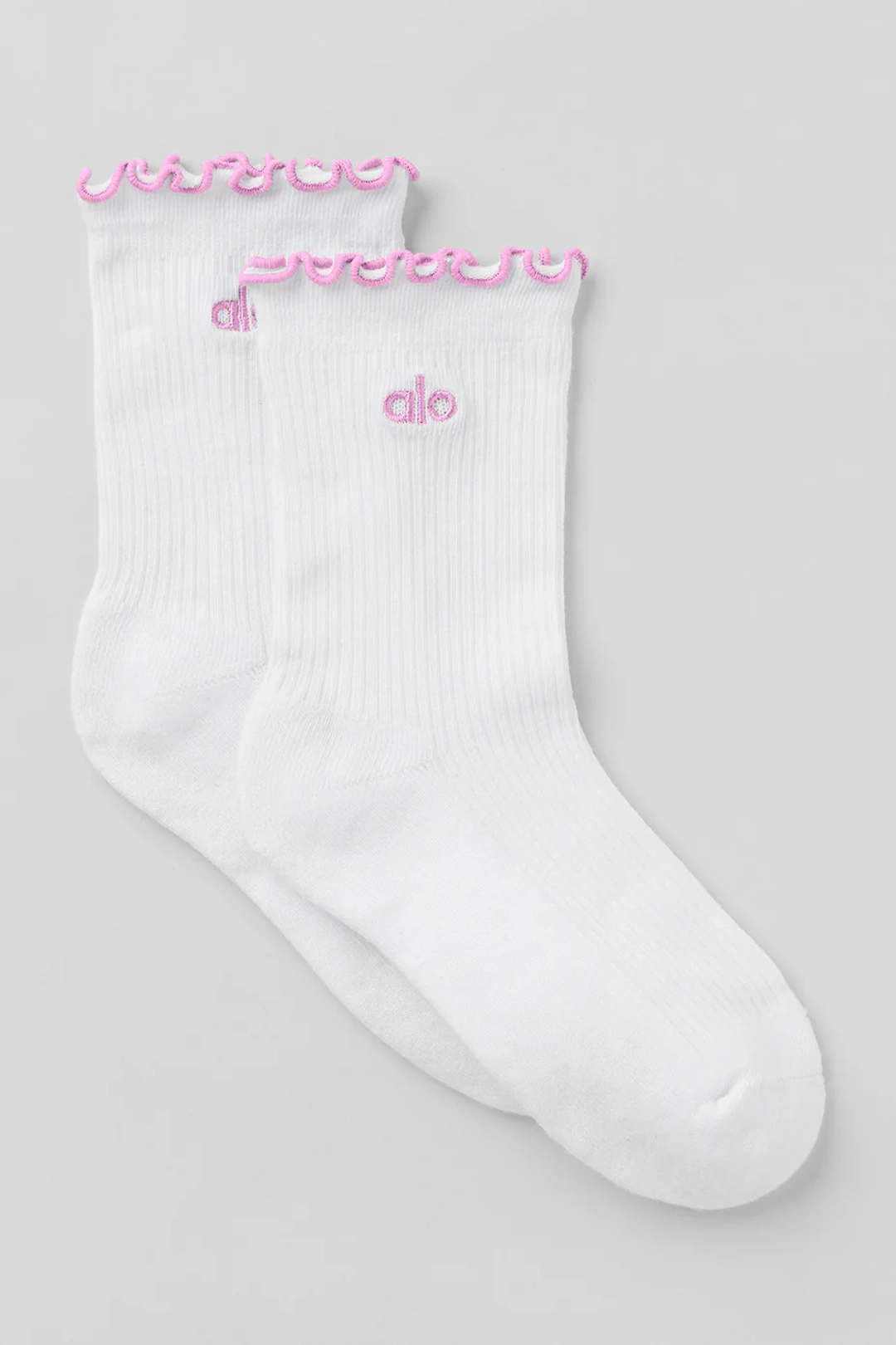알로요가 Women's Lettuce Edge Sock - White/Candy Heart Pink 상품 이미지 1