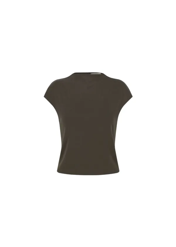 Jersey Mock Neck Top, Brown