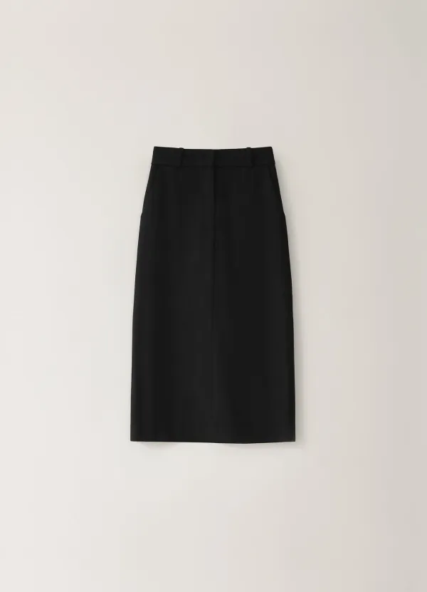 [Limited] Slim H-line Long Skirt - Black