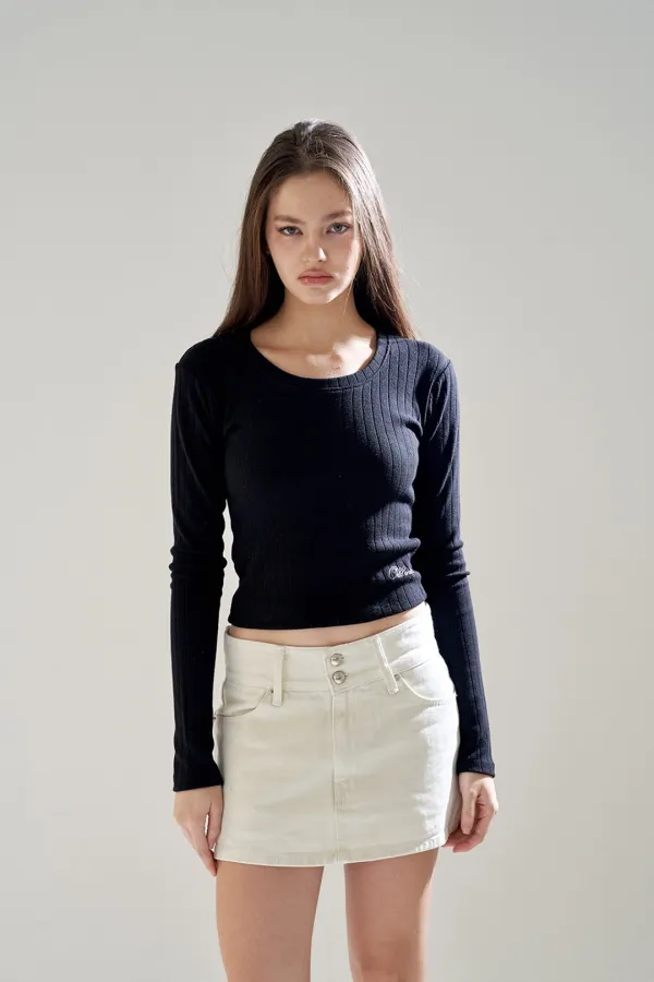 MONO ROUND NECK KNIT LONG SLEEVE BLACK