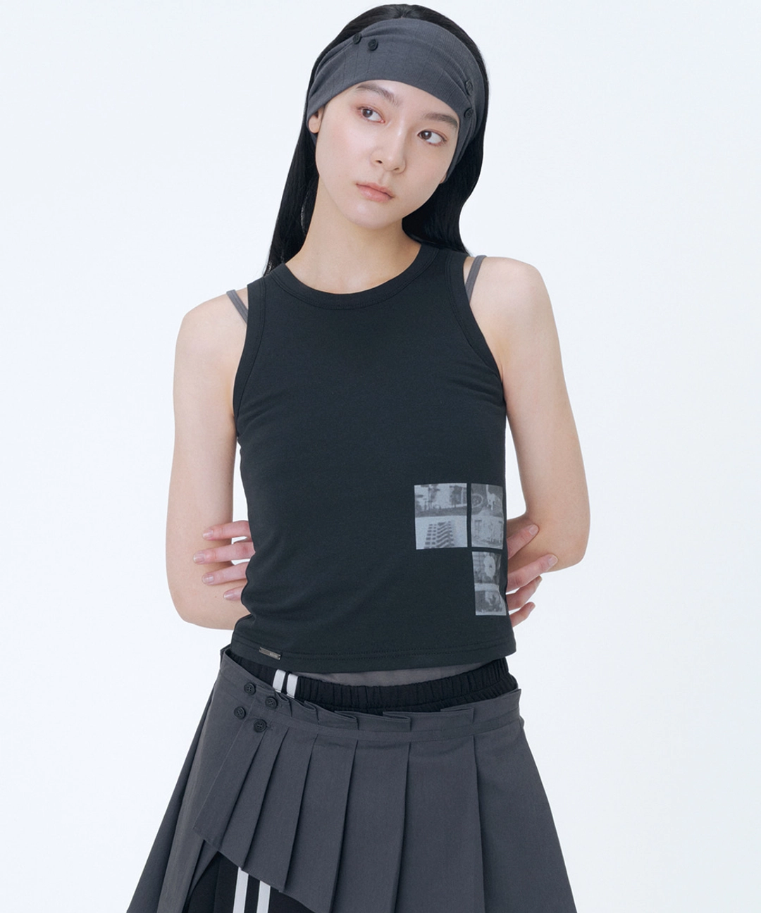 미세키서울 Photo album graphic sleeveless BLACK 상품 이미지 2