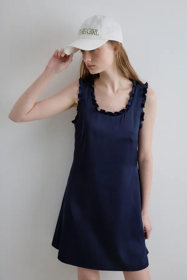 our frill mini dress_navy