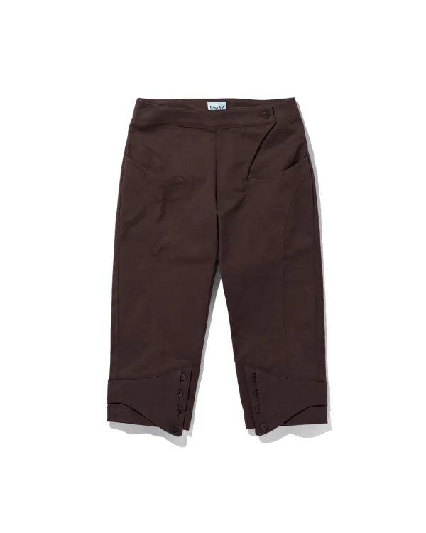 BUTTON SLIT CAPRI PANTS_BROWN
