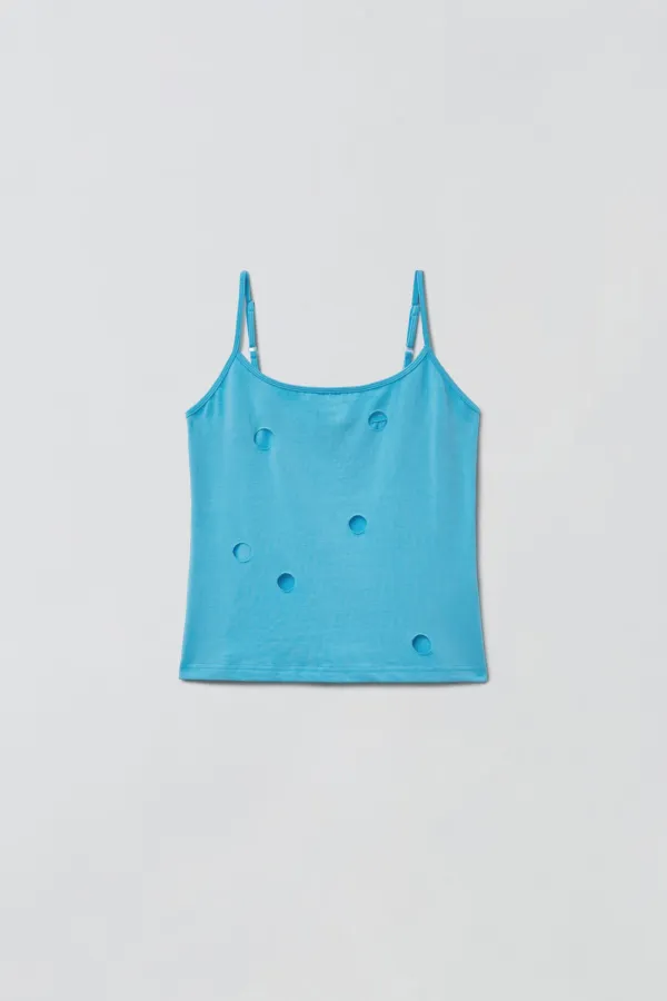 1ST / HOLE DETAIL SLEEVELESS_BLUE