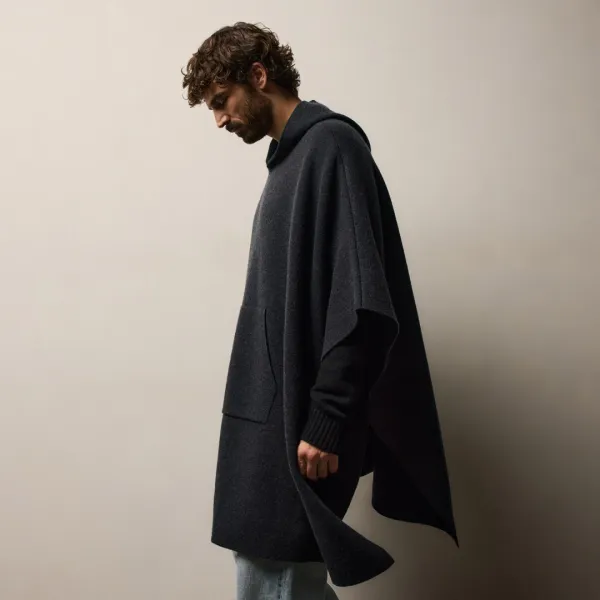 Hooded Poncho - Coal/Black