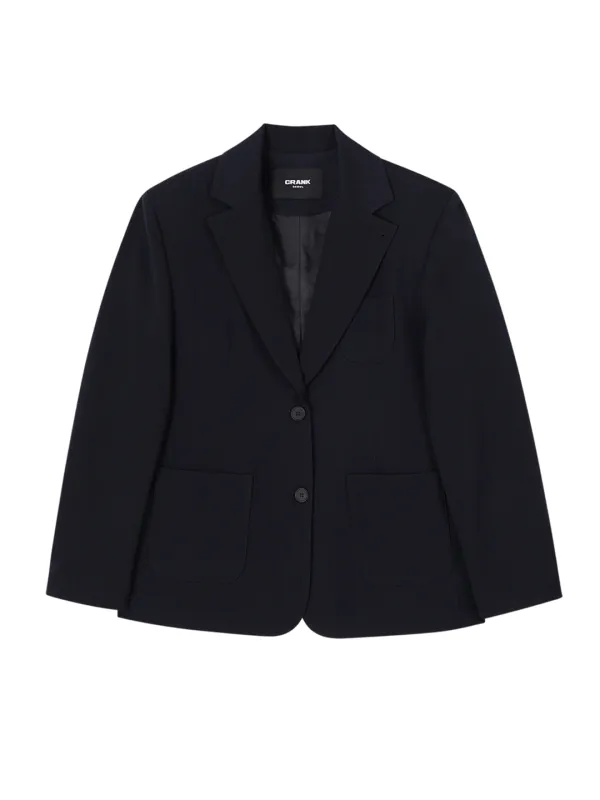 HERRINGBONE OVERSIZED BLAZER_NAVY