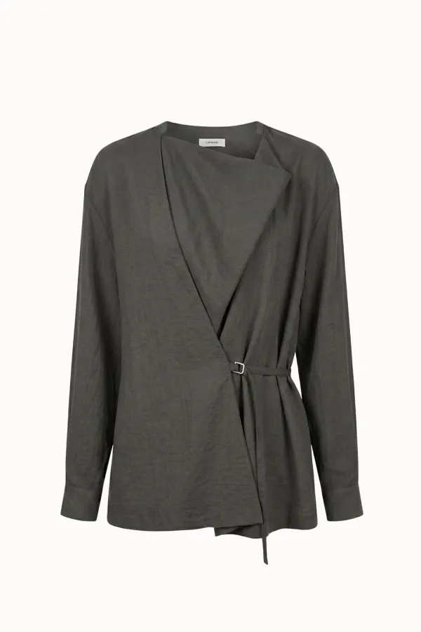[3차 리오더]Drape Belted Shirt[LMBFSPSH318]-Charcoal
