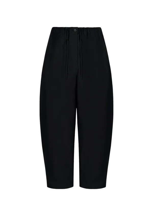 drawstring curved pants, black