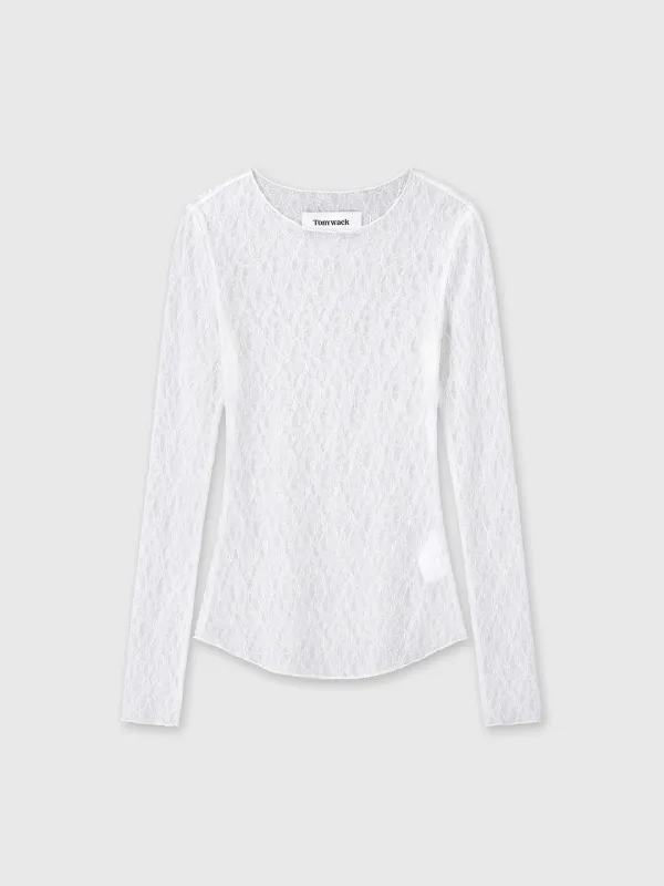 (W) LACE LONG SLEEVE TOP_ OFF WHITE