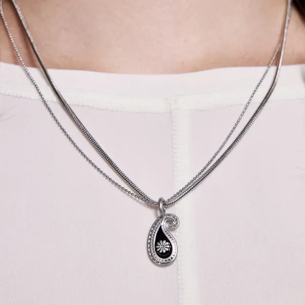 ethos silver necklace-black