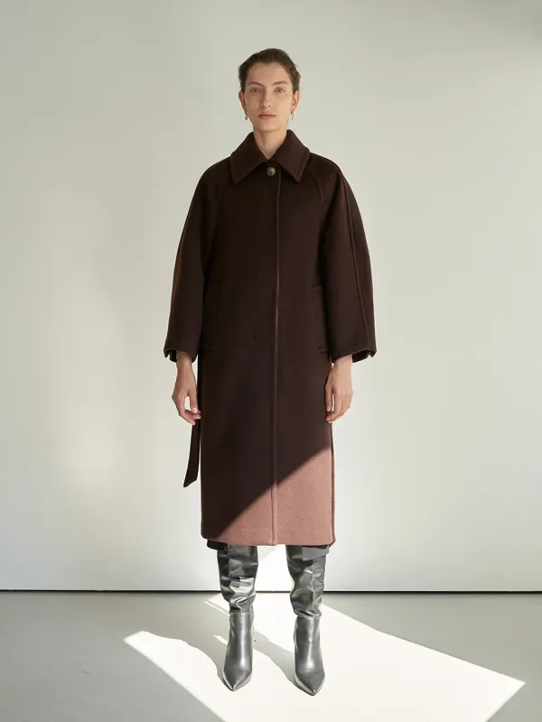 TTW CASHMERE SINGLE BUTTON COAT_BURGUNDY BROWN