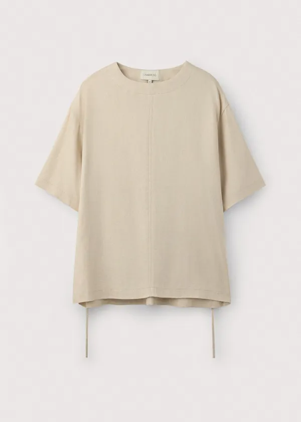 Half sleeve linen pullover_Natural