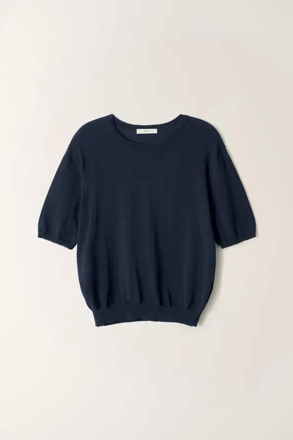 라운드넥 반팔 니트 (Navy)_2GMUKN22