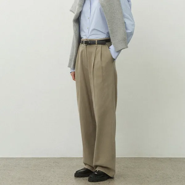 (Z-PT-5610)ESSENTIAL WARM CHINO TWO-TUCK PANTS S