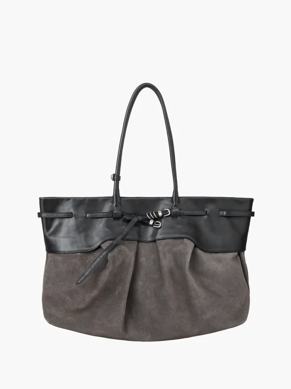 SOFT GRANDMA LAYERED BAG_grey suede