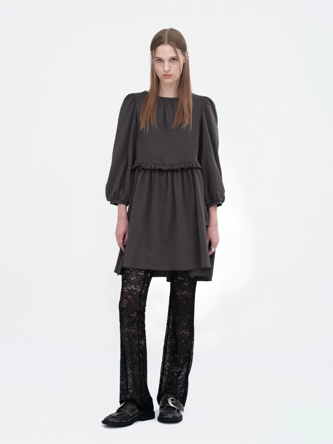 밀로 우먼 Puff Sleeve Jersey Dress [Deep Charcoal] 상품 이미지 2