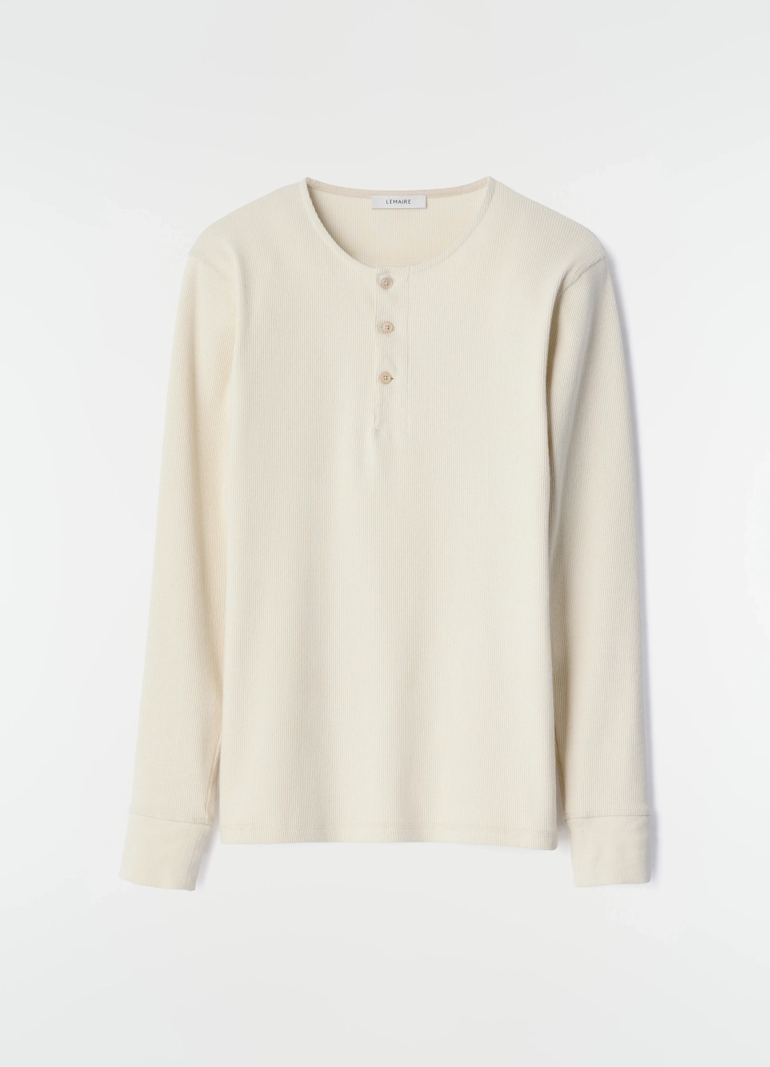 르메르 LONG-SLEEVE HENLEY T-SHIRT IN LINEN AND COTTON RIBBED JERSEY 상품 이미지 3